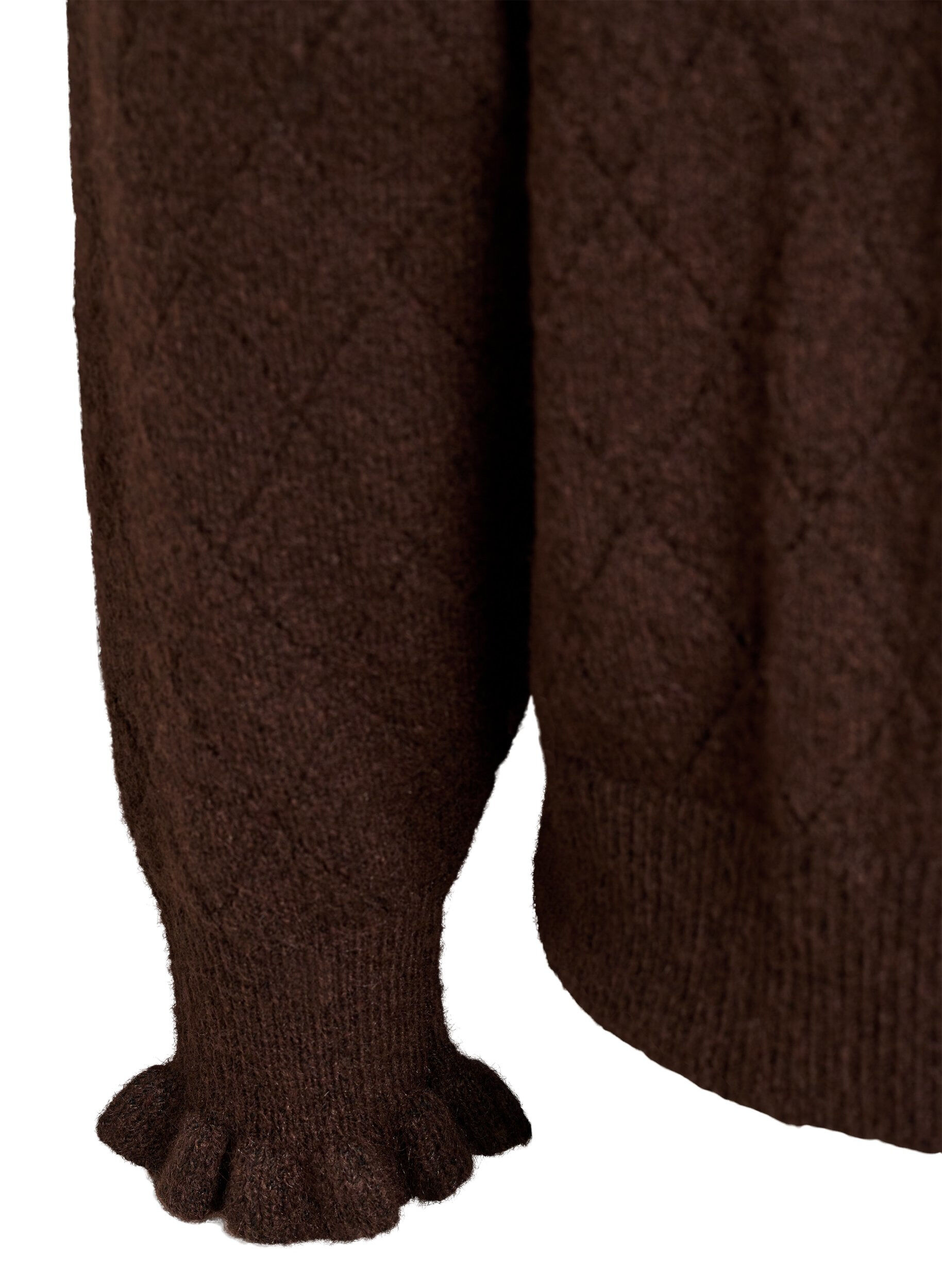 ZizziStrickjacke mit Harlekinmuster und V-Ausschnitt, Braun, Packshot image number 3