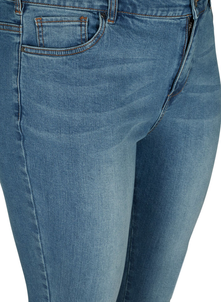 Cropped Amy Jeans mit hoher Taille und Schleife, Blue denim, Packshot image number 2