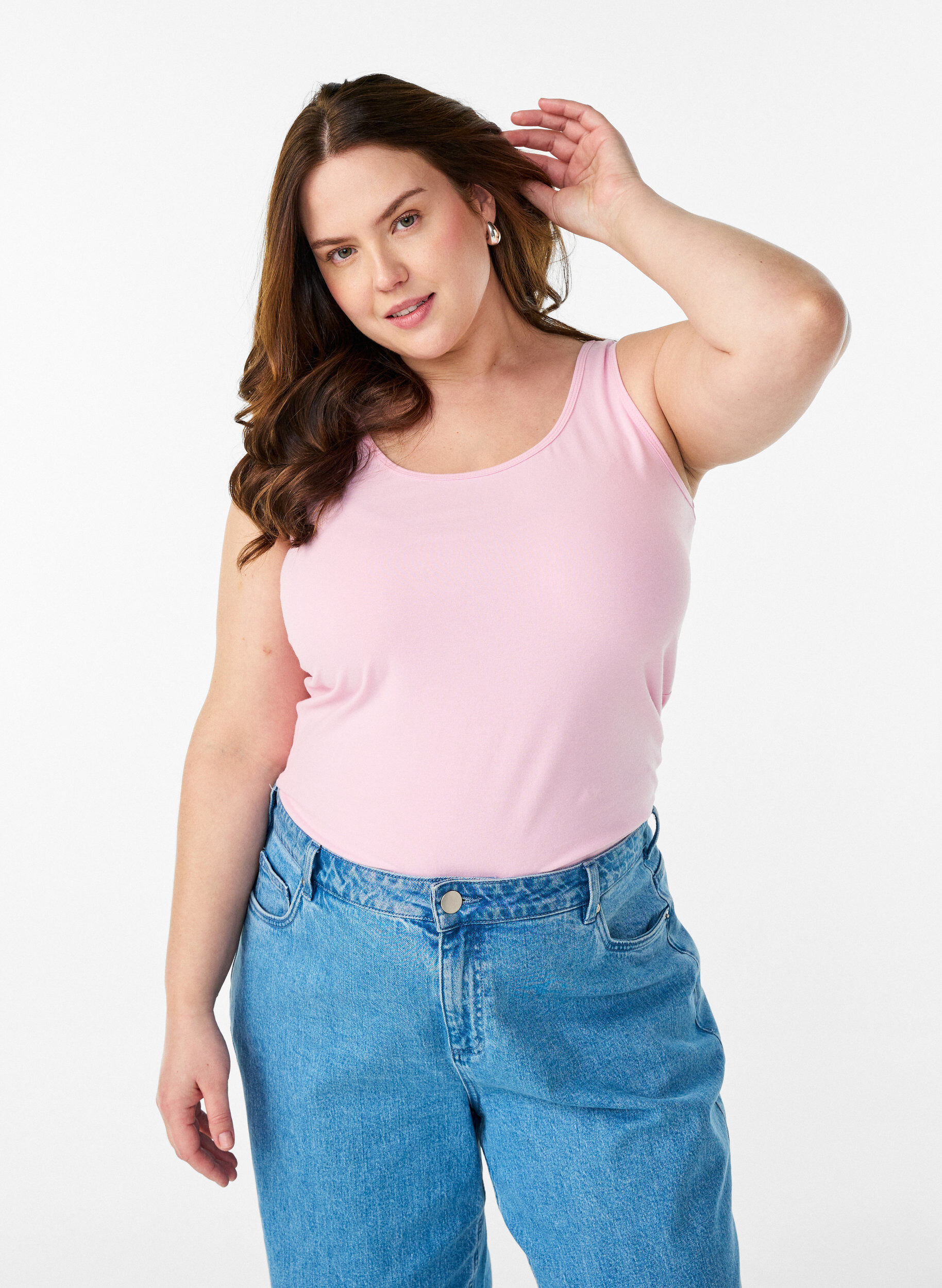 ZizziEinfarbiges Basic Top aus Baumwolle, Rot, Model image number 0