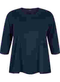 Basic T-Shirt aus Baumwolle mit 3/4-Ärmeln