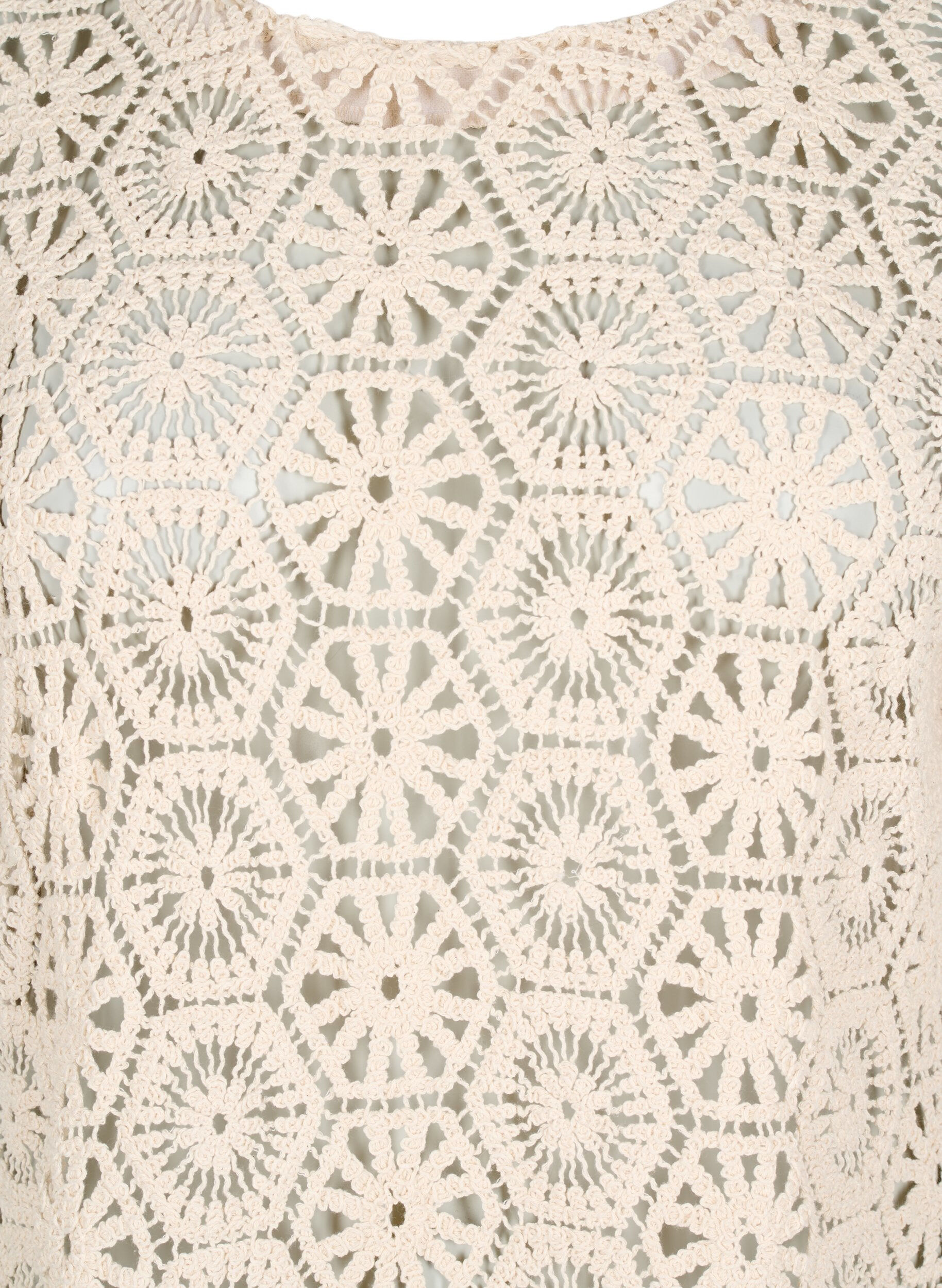 ZizziH&auml;kelbluse mit kurzen &Auml;rmeln, Beige, Packshot image number 2