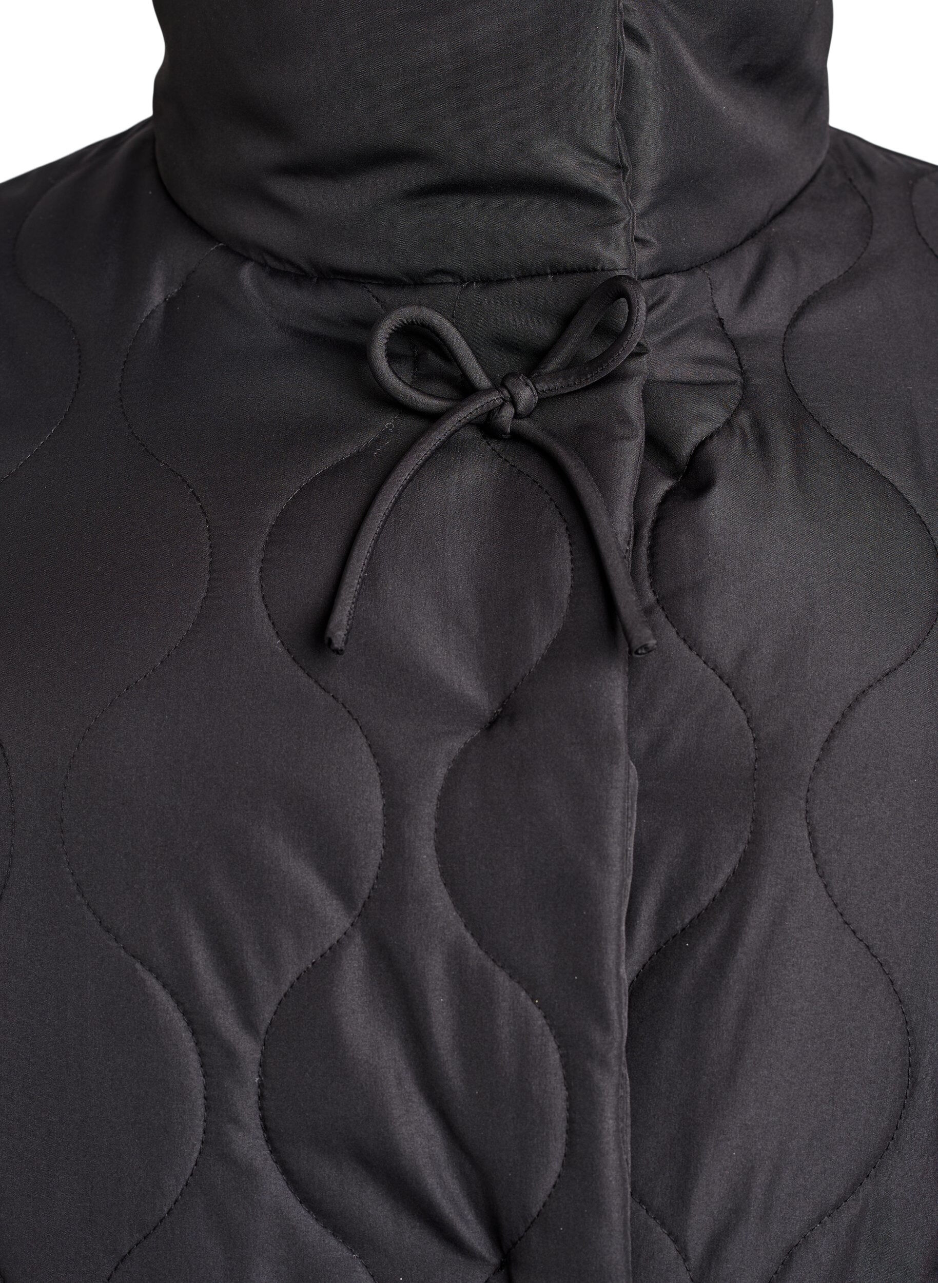 ZizziKurze Steppjacke mit Schleifen und hohem Kragen, Schwarz, Packshot image number 2