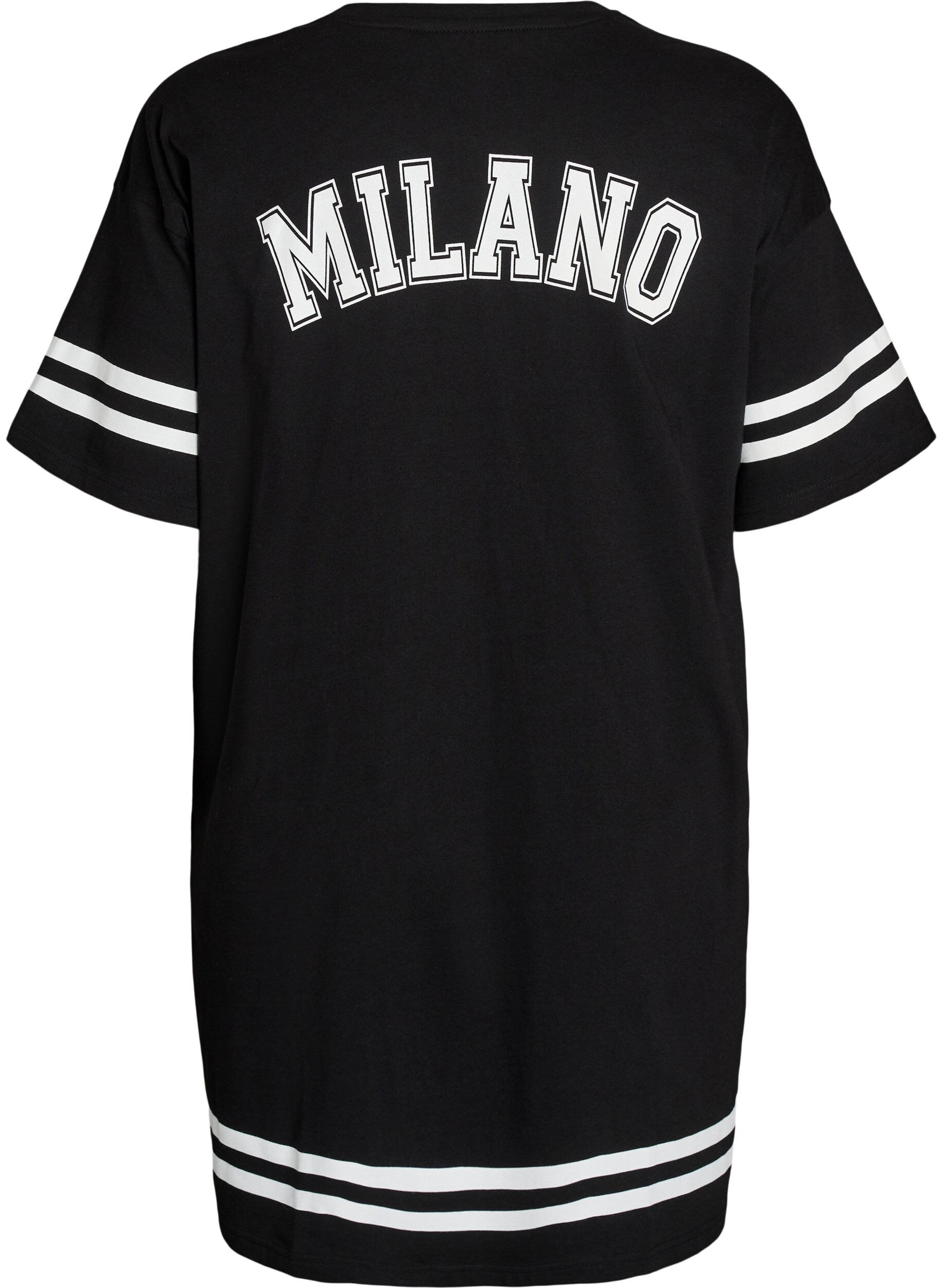 ZizziKurzes T-Shirt-Kleid mit sportlichen Details, Schwarz, Packshot image number 1