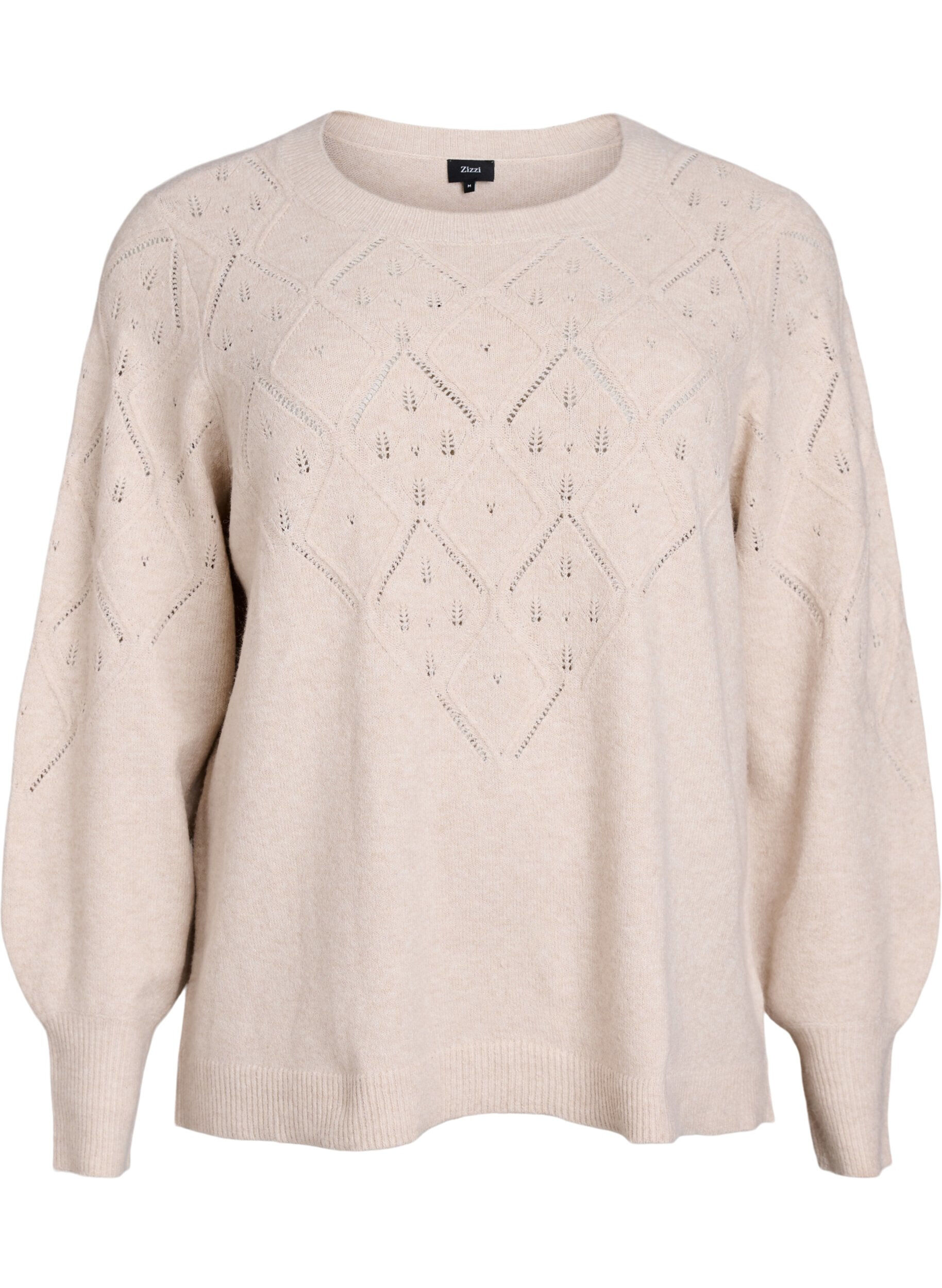 Stricktop mit Lochmuster und Ballon&auml;rmeln