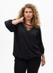 Bluse aus Spitze mit 3/4-&Auml;rmeln, Schwarz, Model image number 0