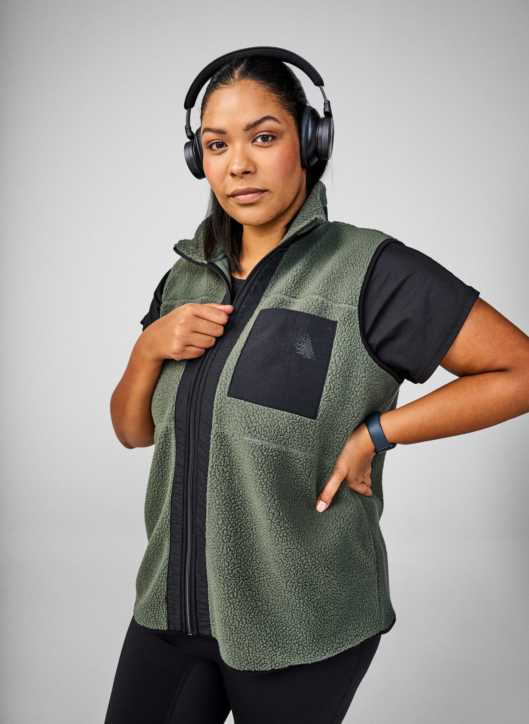 ZizziSportlicher Teddy-Weste mit Taschen, Thyme, Image image number 0