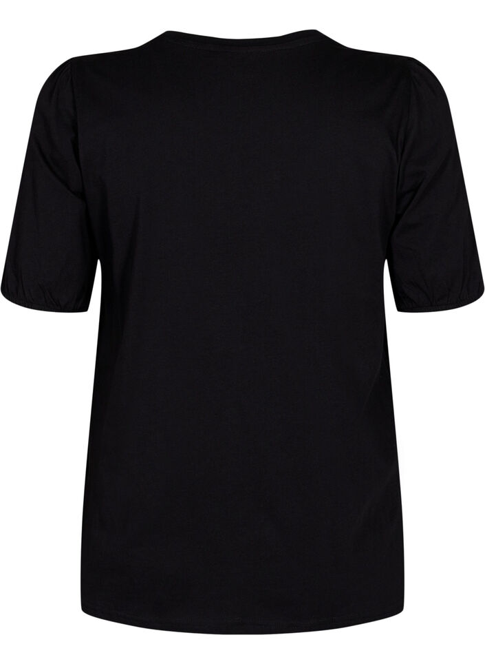 T-Shirt aus Baumwolle mit 2/4-Ärmeln, Black, Packshot image number 1