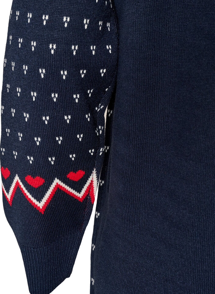 Kurzes Strickkleid mit Weihnachtsmotiv, Blau, Packshot image number 3