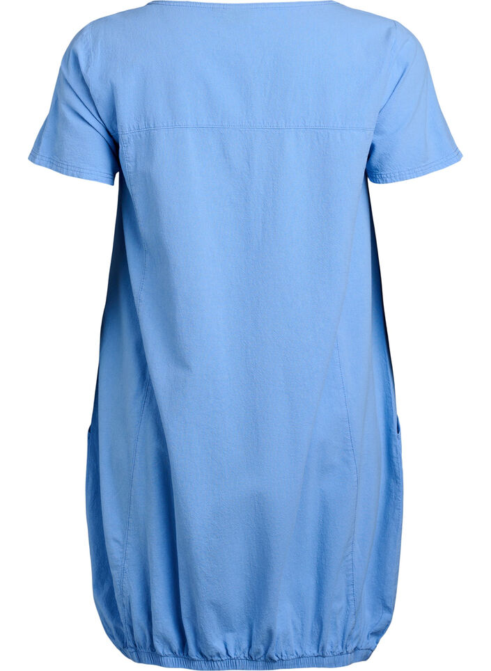 Baumwollkleid mit kurzen &Auml;rmeln, Blau, Packshot image number 1
