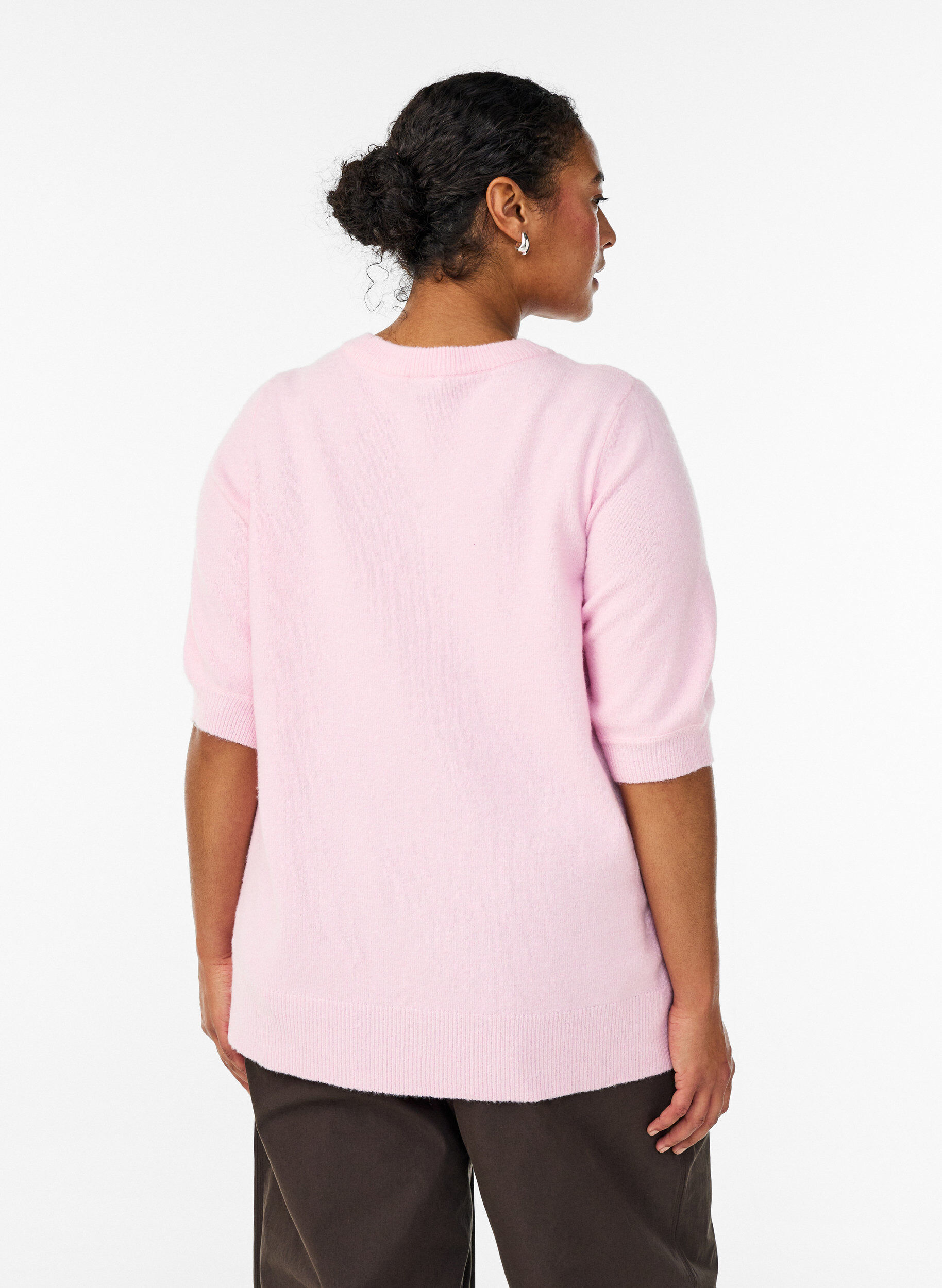 ZizziBluse aus Strick mit kurzen &Auml;rmeln, Pink, Model image number 2
