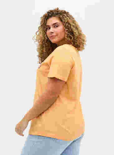 Kurzarm T-Shirt aus Baumwolle mit Aufdruck, Apricot Nectar SUN, Model image number 1