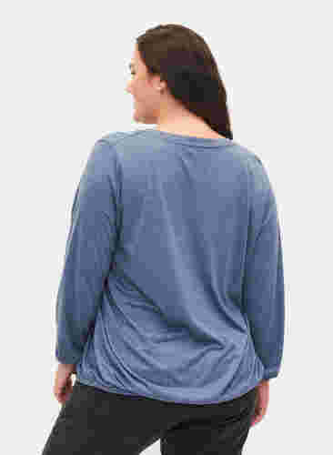 Melierte-Bluse mit langen Ärmeln und V-Ausschnitt, Vintage Indigo Mel., Model image number 1