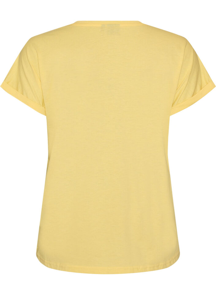 Kurz&auml;rmeliges T-Shirt aus einer Baumwollmischung, Gelb, Packshot image number 1