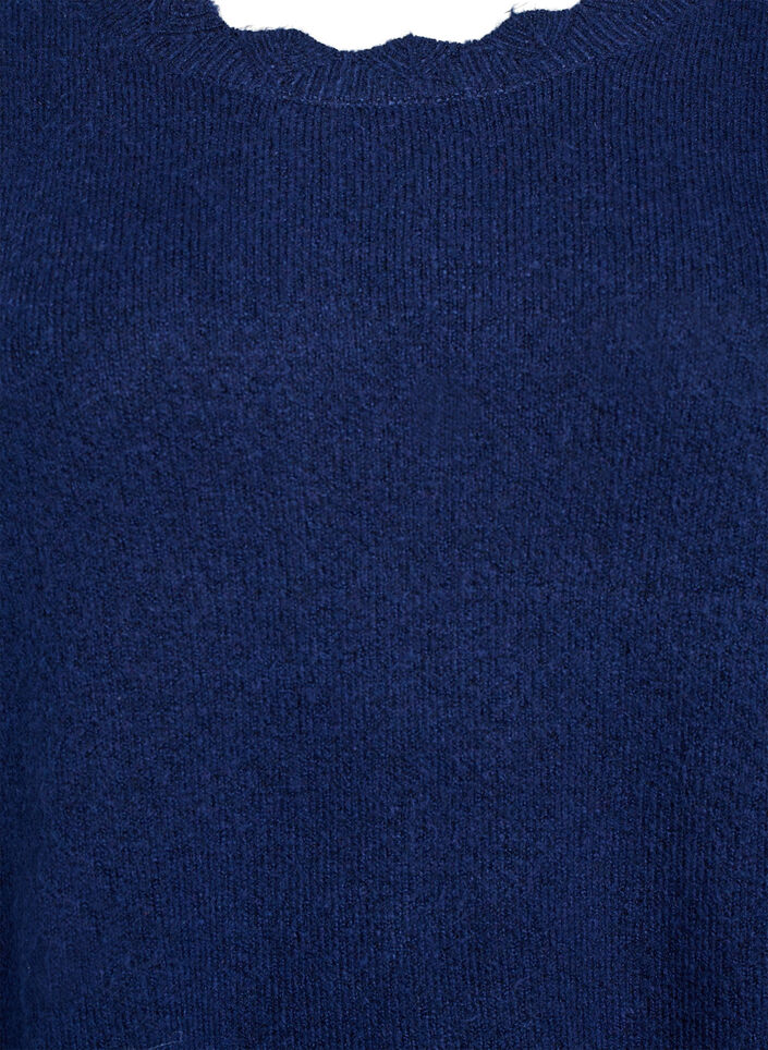 Gestricktes Minikleid mit gewelltem Saum und Schlitzen, Blau, Packshot image number 2