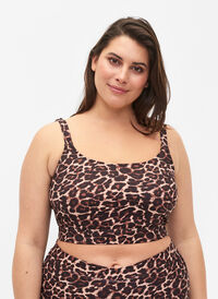 Bedrucktes Bikini-Top mit verstellbaren Trägern, Autentic Leopard, Model