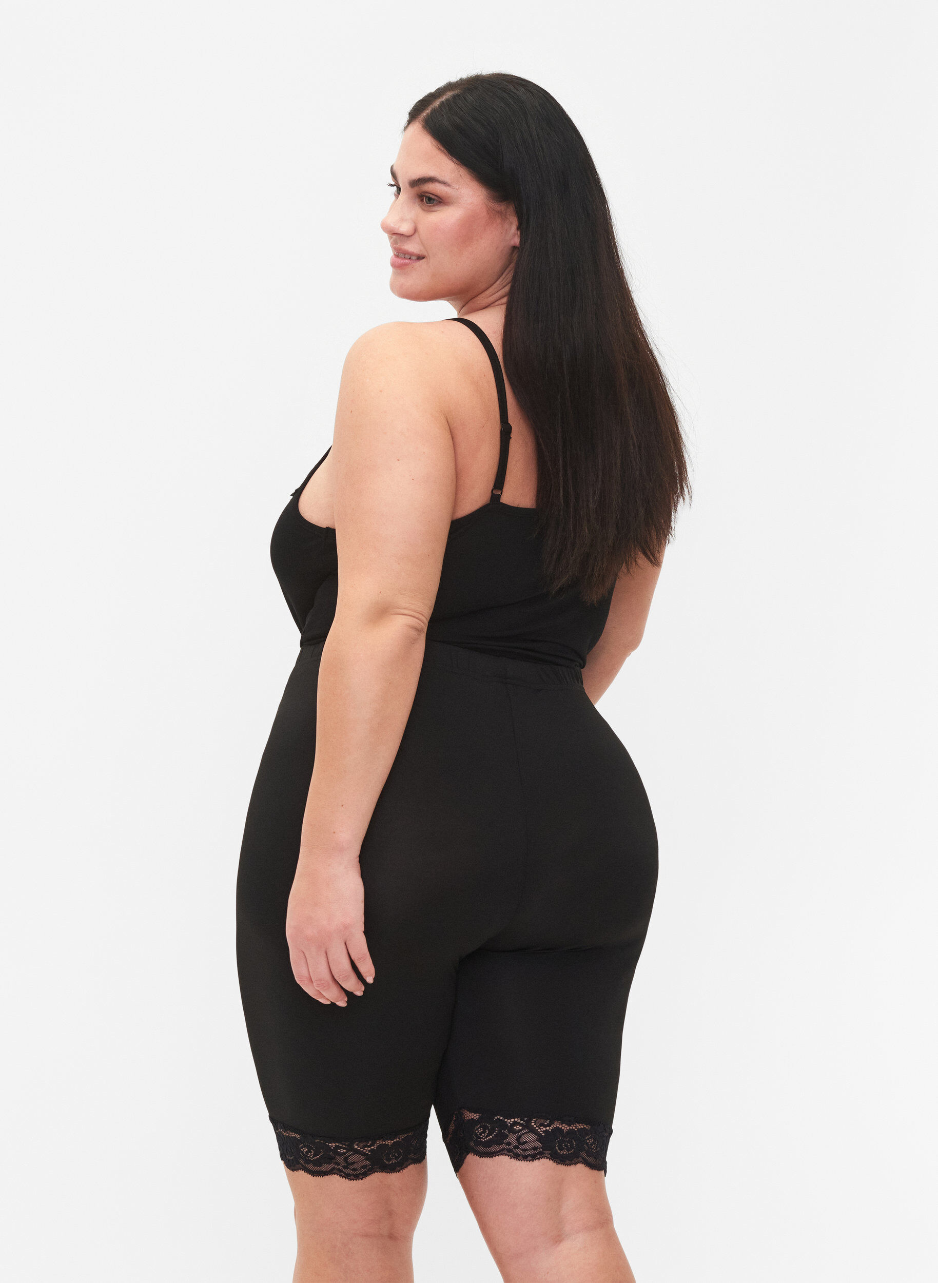 Zizzi2er-Pack Radlershorts mit Spitzenbesatz, Black / Black, Model image number 1