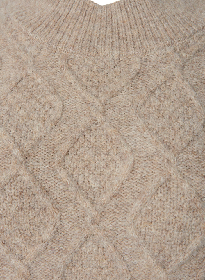 Gemusterter Strickpullover mit Rollkragen, Simply Taupe Mel., Packshot image number 2