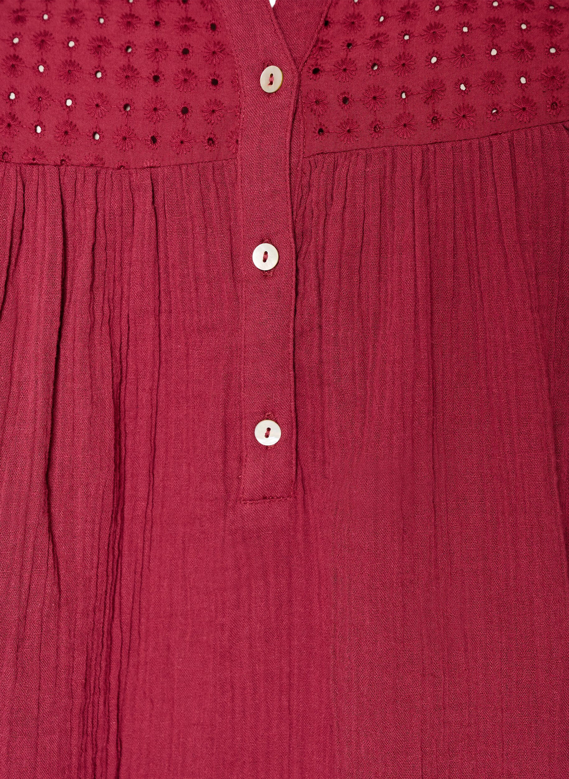 ZizziTunika aus Baumwollmusselin mit Broderie Anglaise, Rot, Packshot image number 2