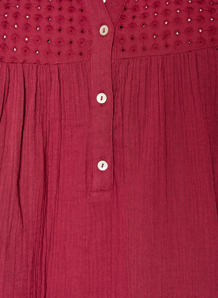 Tunika aus Baumwollmusselin mit Broderie Anglaise, Rot, Packshot image number 2