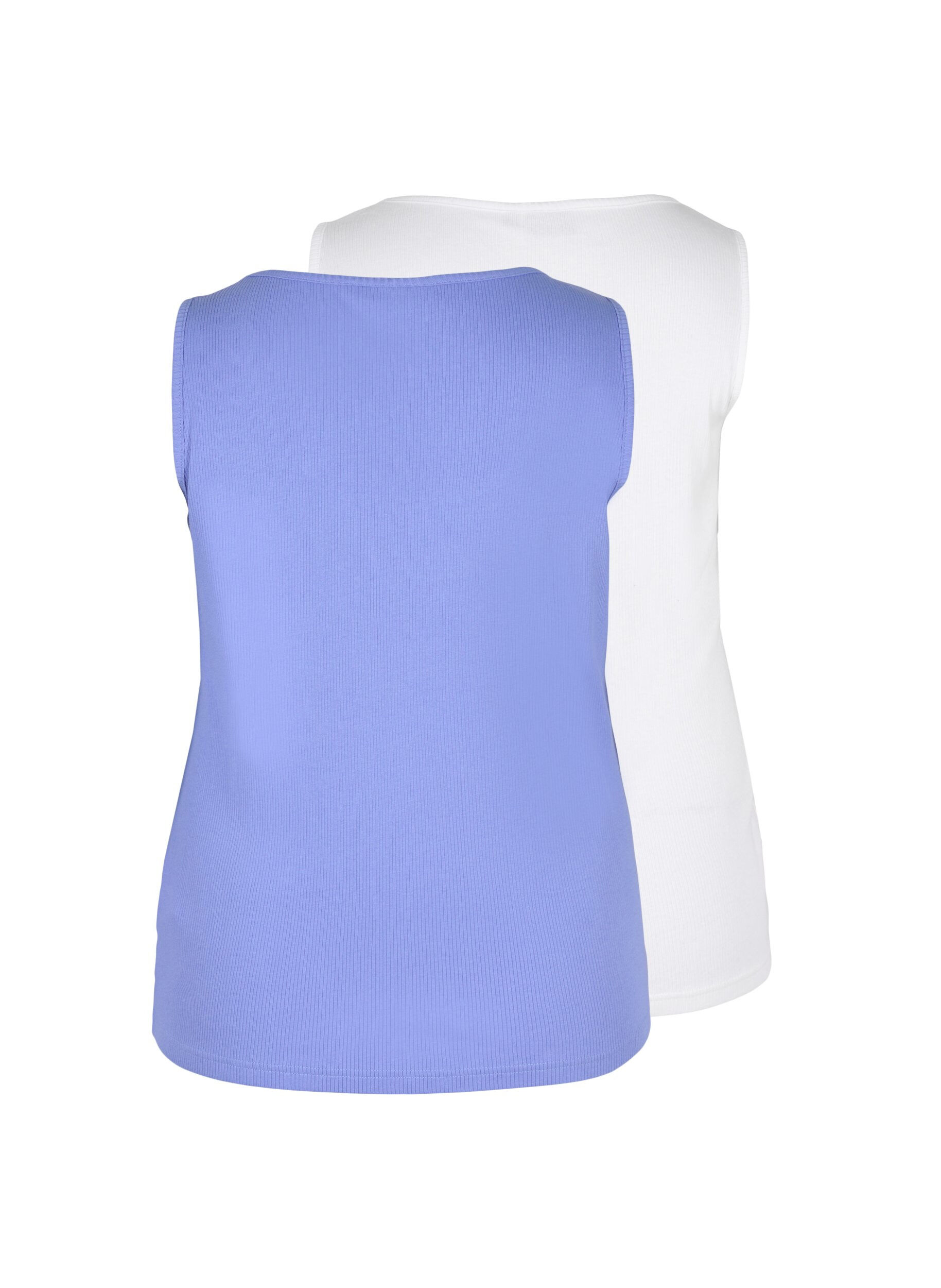 Zizzi2er-Pack Basic Tanktop in Ripp Optik, Ultramarine/White, Packshot image number 1