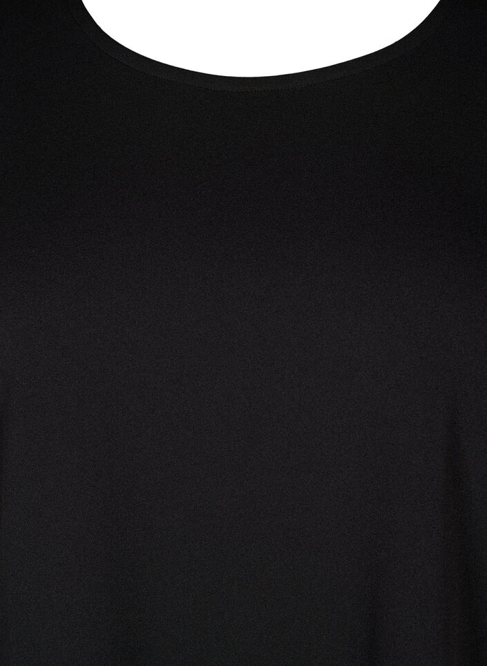 FLASH – Kurzes Kleid mit A-Linien-Schnitt und 3/4-Ärmeln, Schwarz, Packshot image number 2