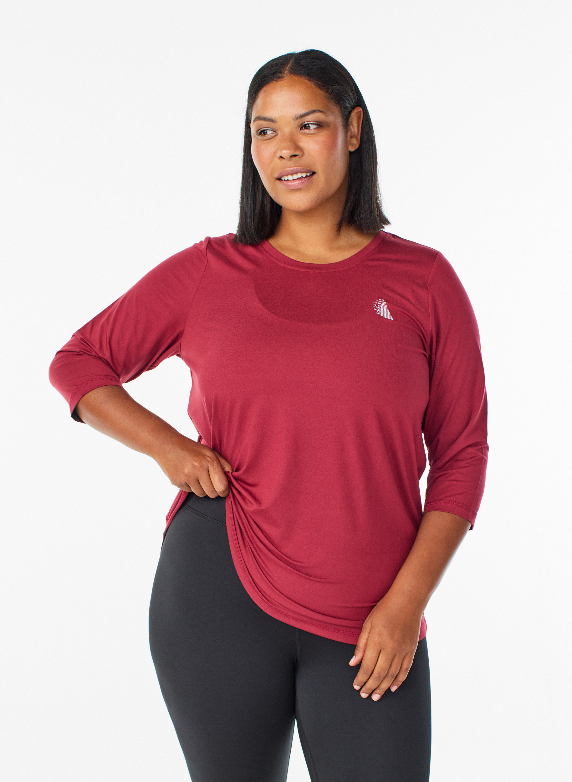 Trainingsshirt mit 3/4-&Auml;rmeln, Rot, Model
