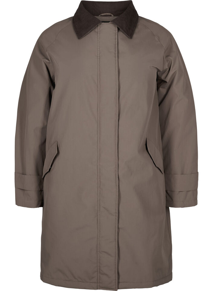 Übergangsmantel mit Samtkragen und Taschen, Chocolate Chip, Packshot image number 0