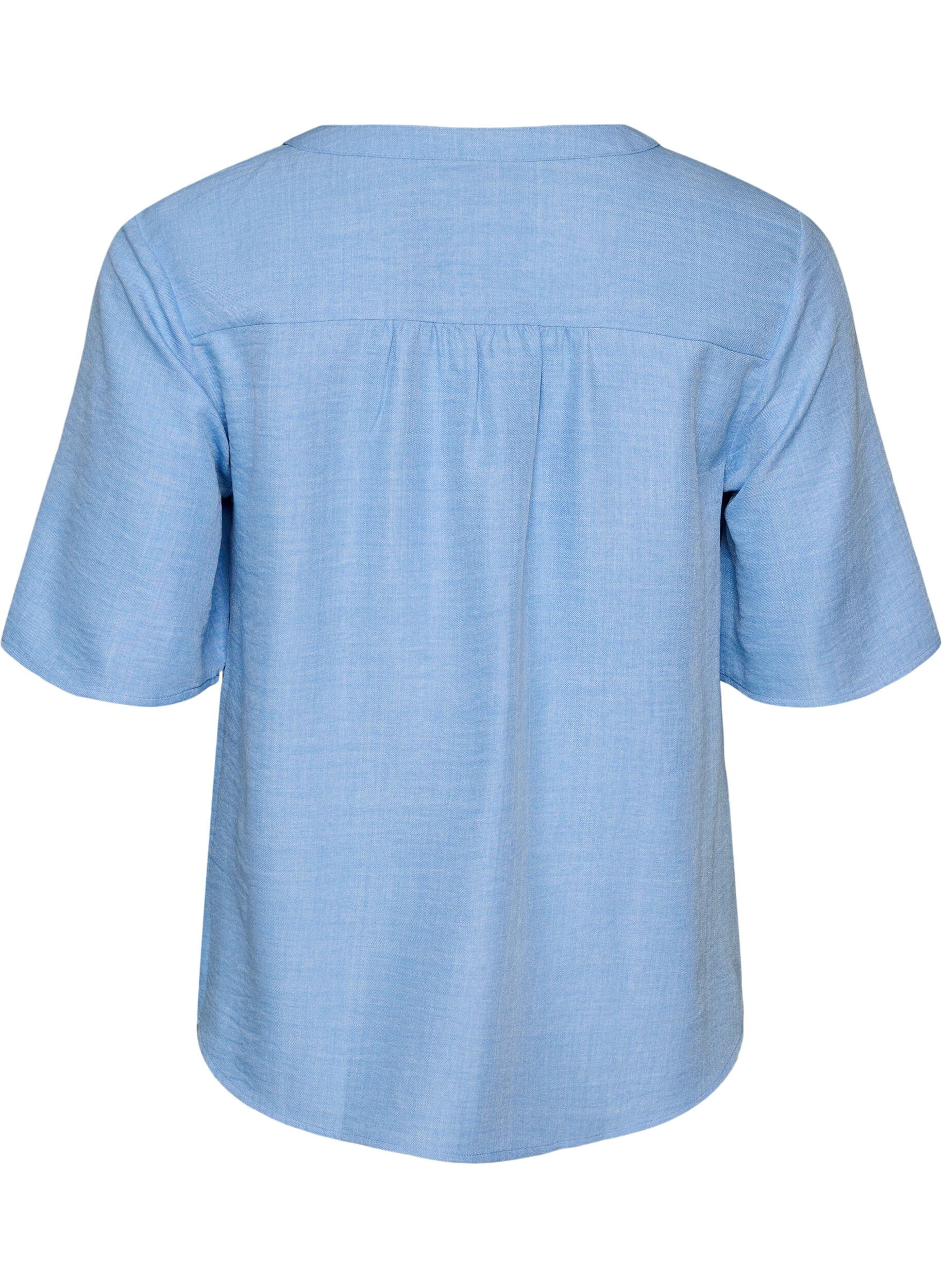 ZizziHemdbluse mit V-Ausschnitt und kurzen &Auml;rmeln, Blau, Packshot image number 1