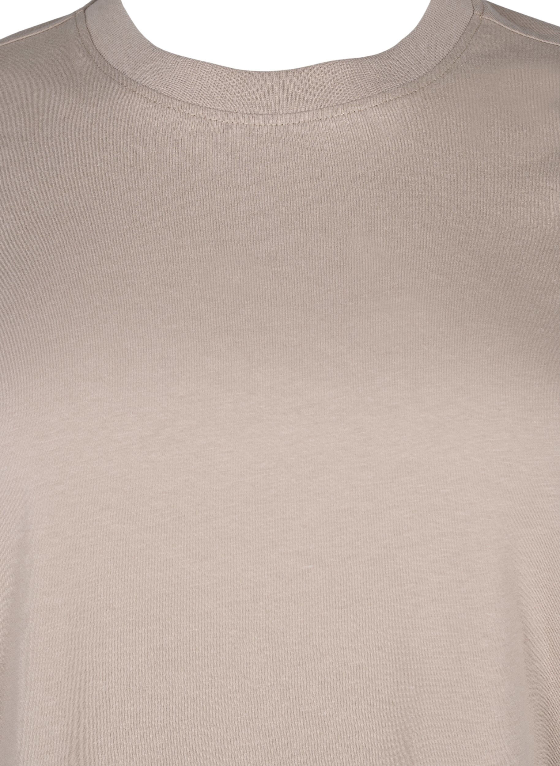 ZizziBasic-T-Shirt aus Baumwolle mit Rundhalsausschnitt, Beige, Packshot image number 2