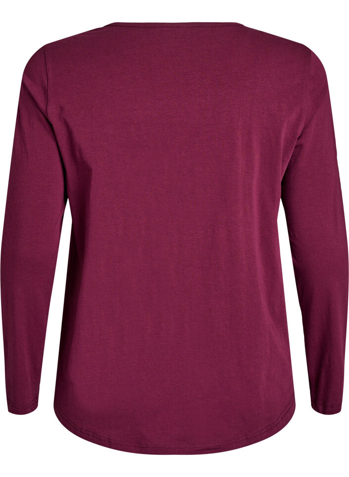 Nachtshirt aus Baumwolle mit Print auf der Vorderseite, Dunkles Bordeaux, Packshot image number 1