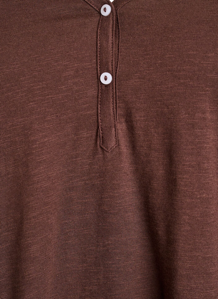 FLASH - Langarmshirt mit V-Ausschnitt und Kn&ouml;pfen, Braun, Packshot image number 2