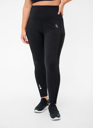 Cropped Trainingstights mit hoher Taille, Black, Model image number 2