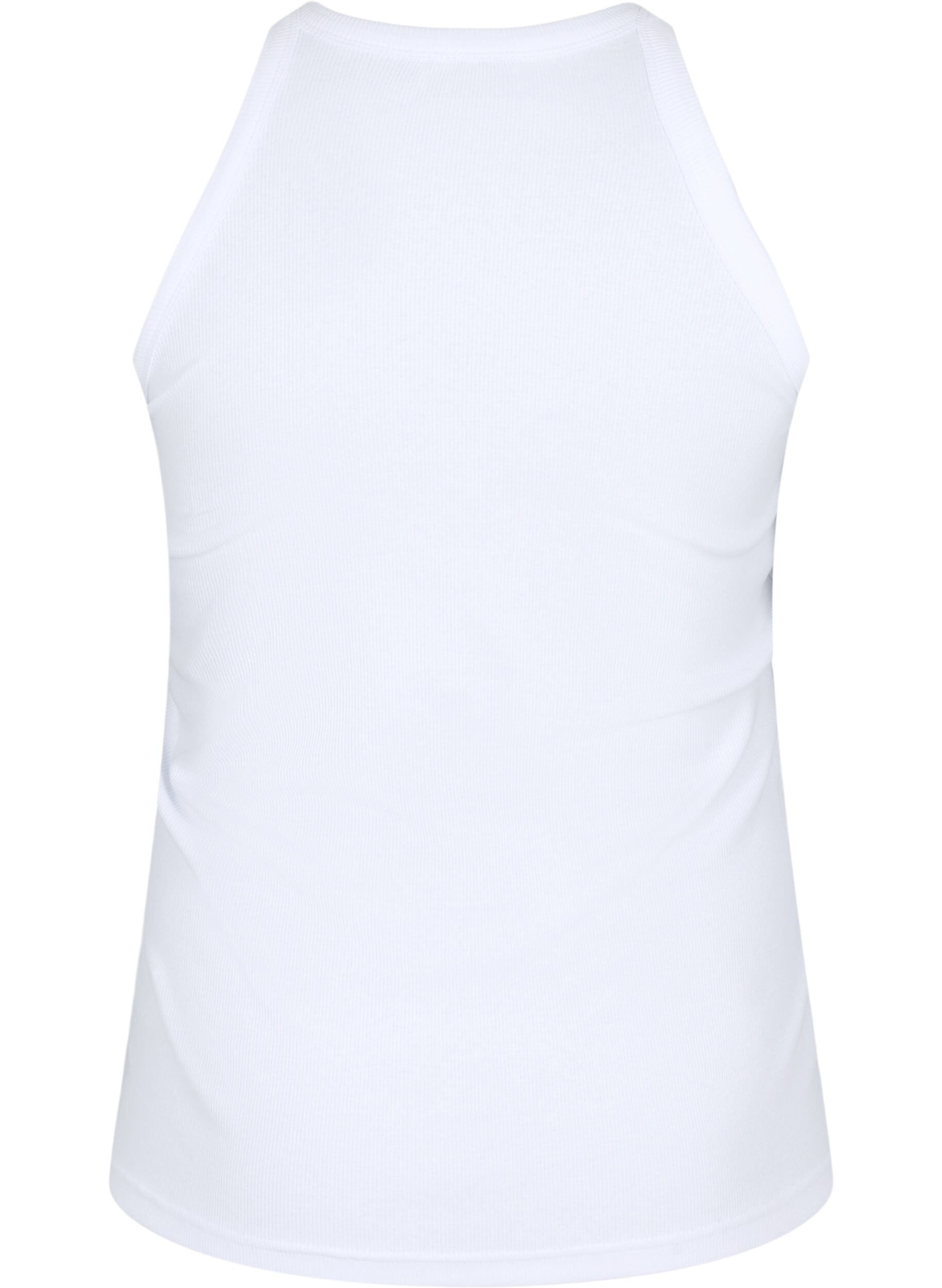 ZizziGeripptes Tanktop aus Baumwolle, Bright White, Packshot image number 1