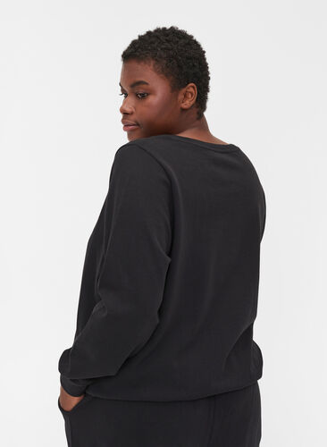 Sweatshirt aus Baumwollmischung, Black, Model image number 1