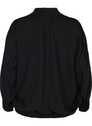 Langarm Bluse mit V-Ausschnitt und Smock, Black, Packshot image number 1