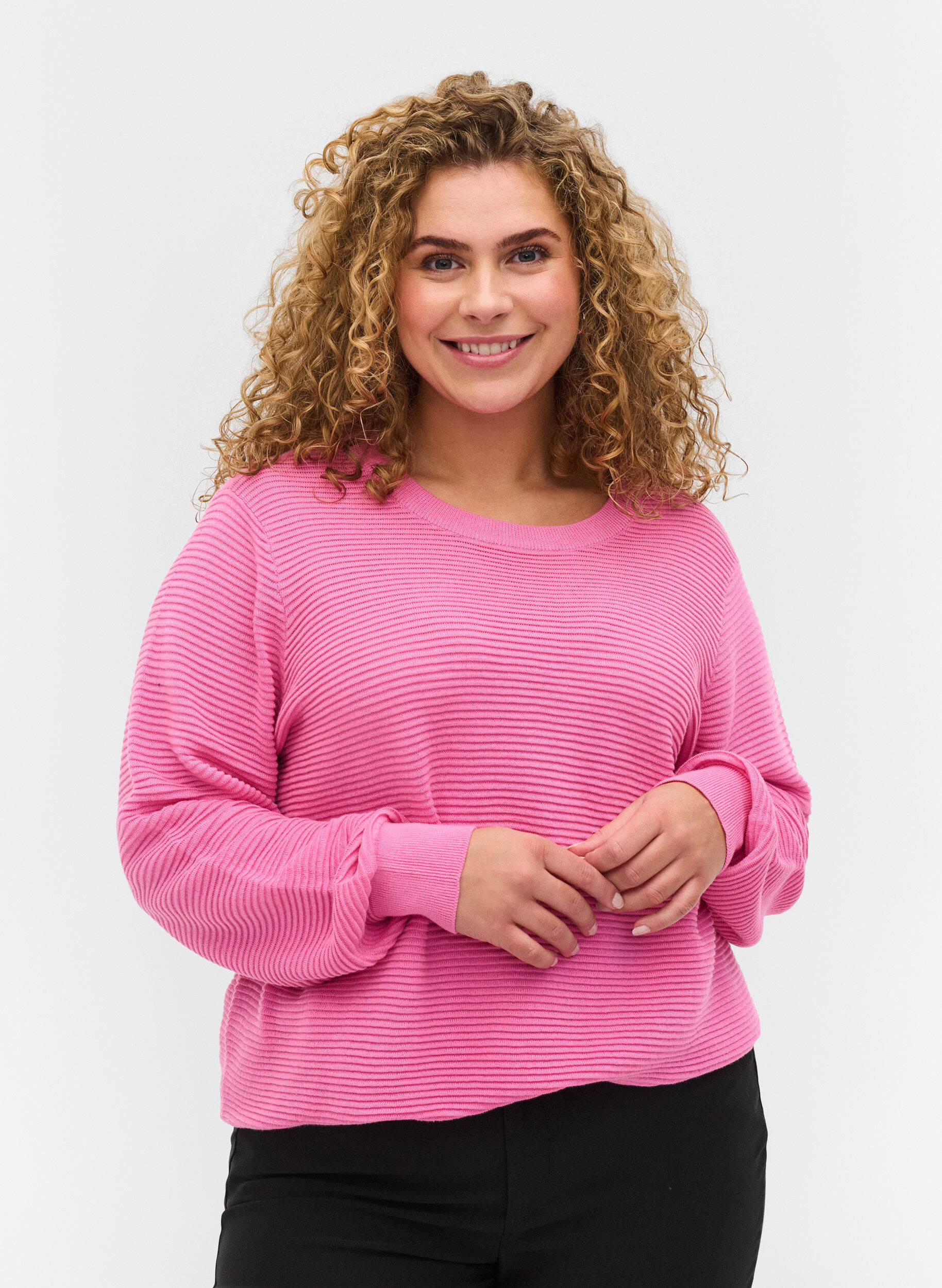 ZizziLangarm Strickbluse aus Bio-Baumwolle, Wild Orchid, Model image number 0