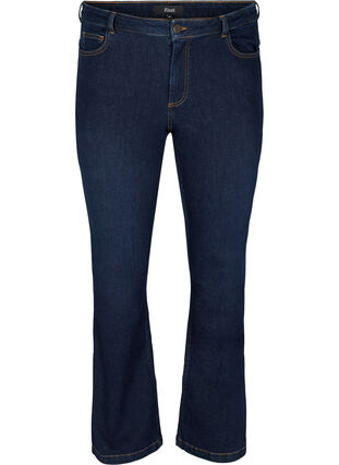 Hochtaillierte Ellen Jeans mit Bootcut, Dark blue denim, Packshot image number 0