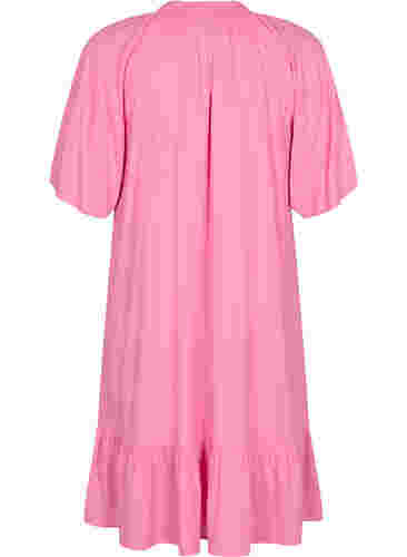 Kurzärmeliges Viskosekleid mit V-Ausschnitt, Aurora Pink, Packshot image number 1