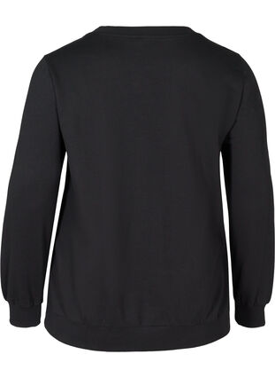 Sweatshirt aus Baumwolle mit Print auf der Brust, Black w. Black, Packshot image number 1