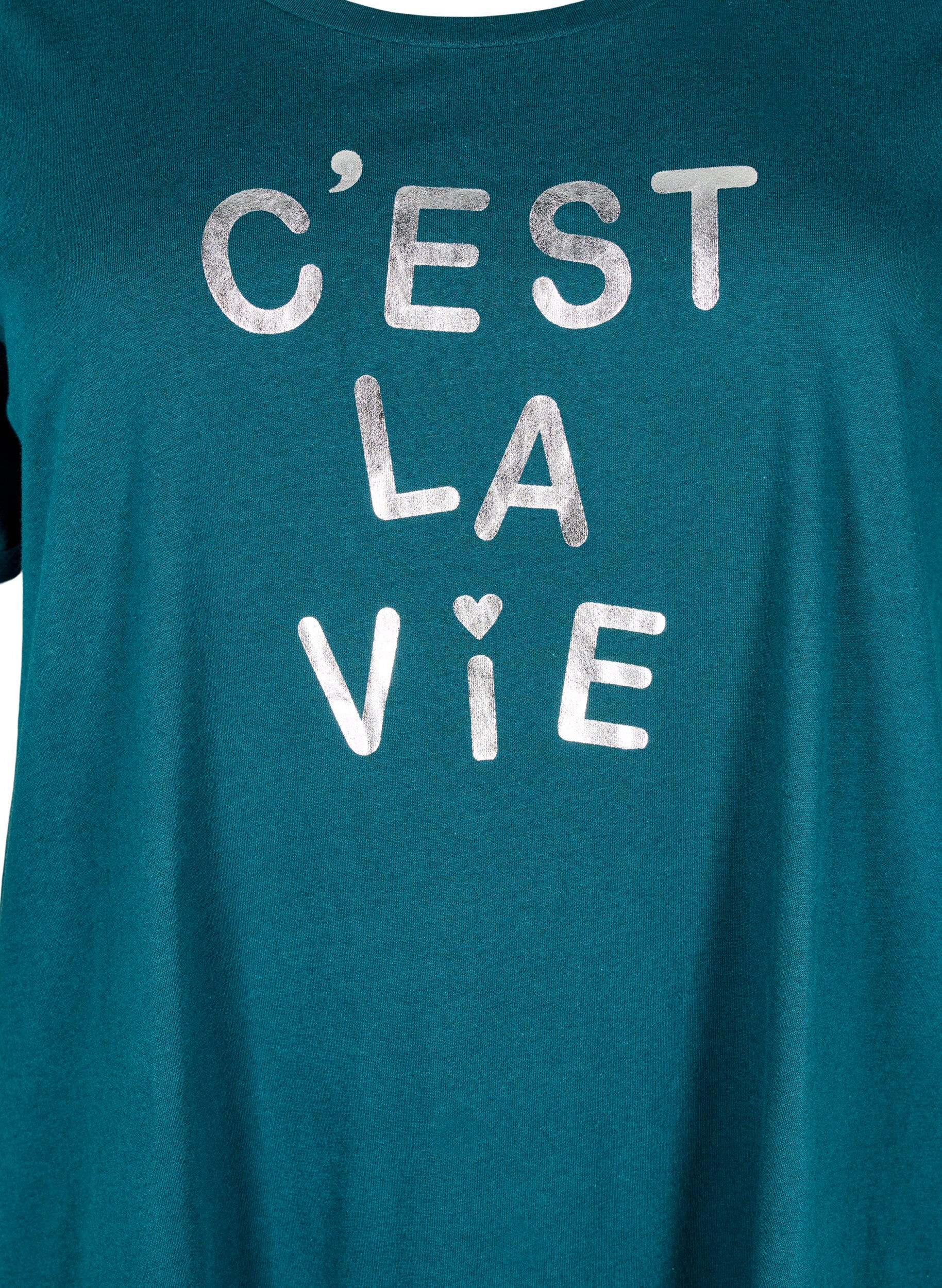 ZizziKurz&auml;rmeliges Nachthemd aus Bio-Baumwolle, Gr&uuml;n, Packshot image number 2