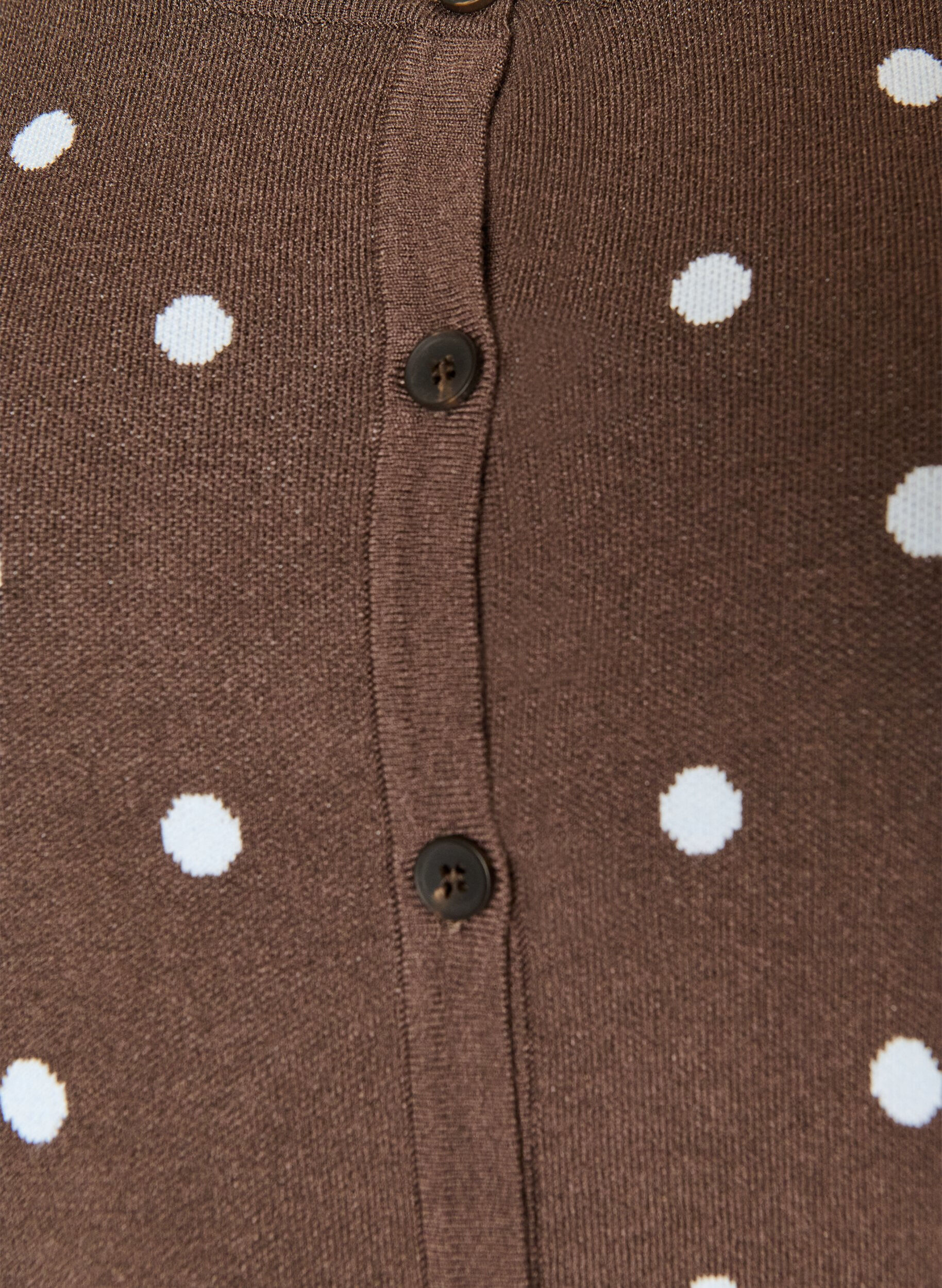 ZizziStrickjacke mit Punkten und Knopfverschluss, Braun, Packshot image number 2