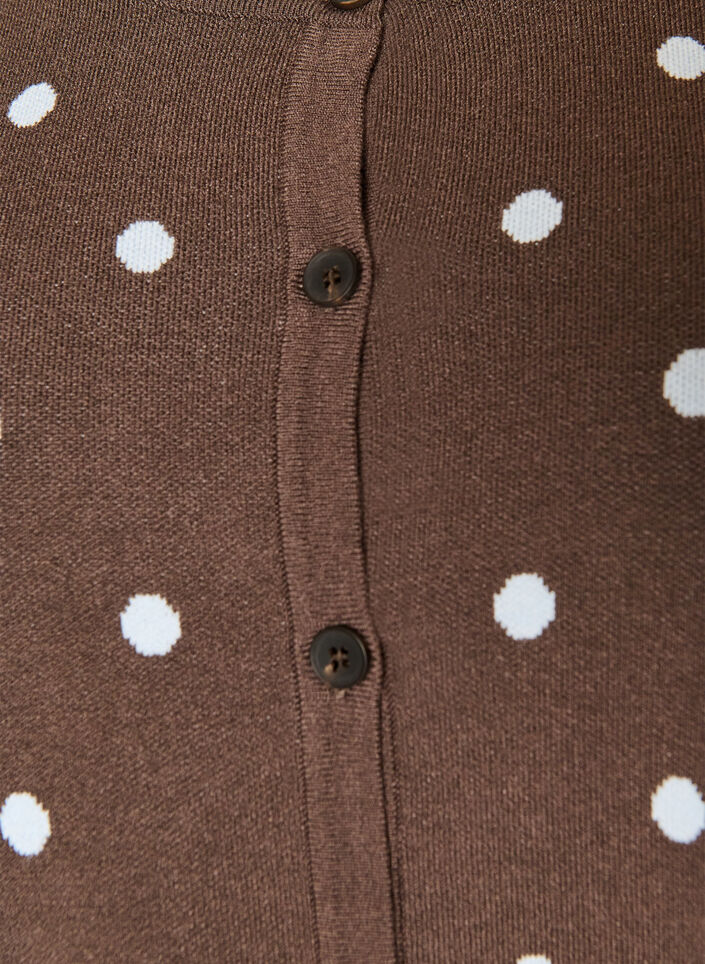 Strickjacke mit Punkten und Knopfverschluss, Braun, Packshot image number 2