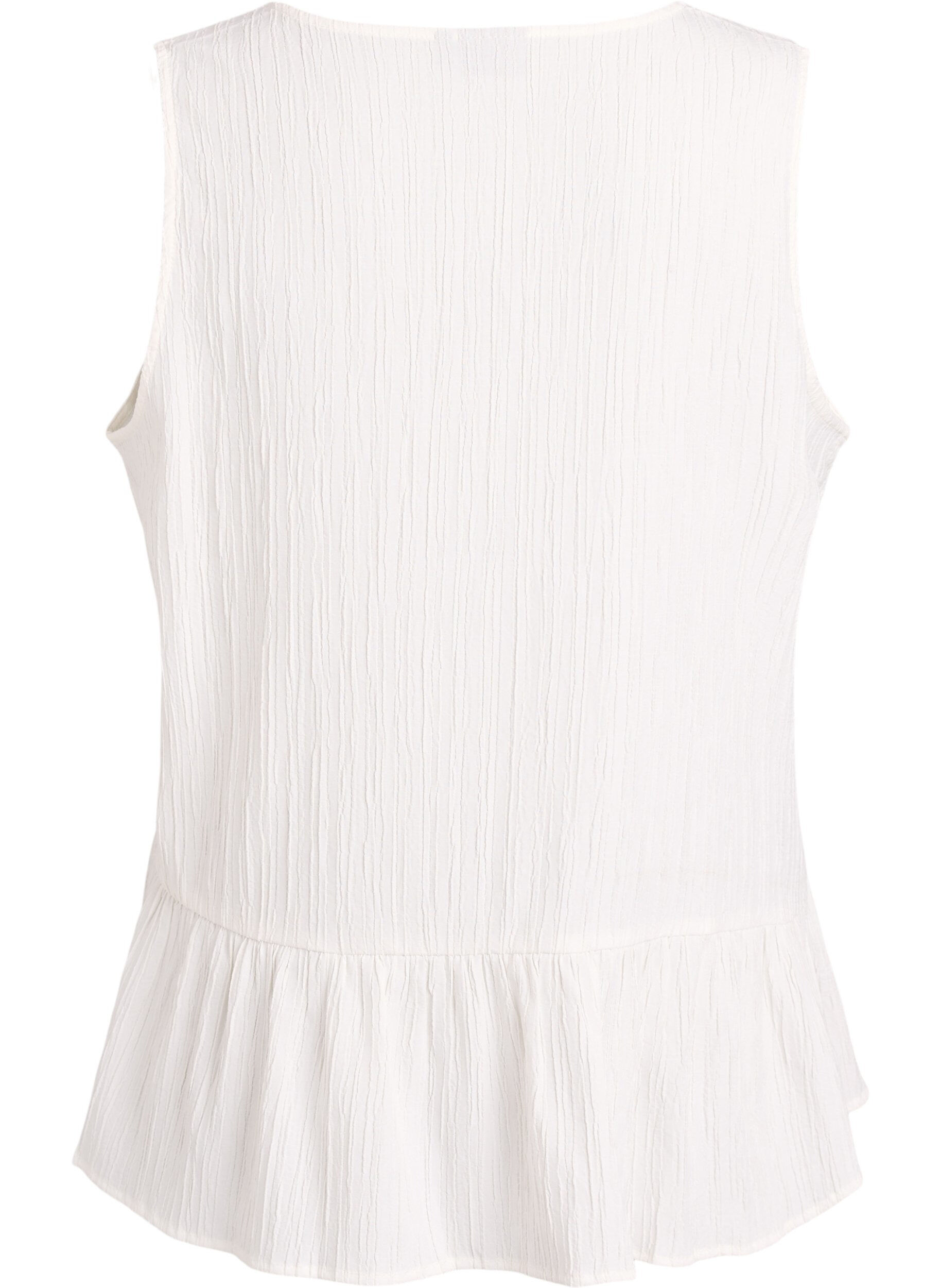 Zizzi&Auml;rmellose Bluse mit Struktur und Bindeband, Vanille, Packshot image number 1