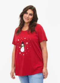 Weihnachts-T-Shirt mit Pailletten, Tango R. W. Snowman, Model