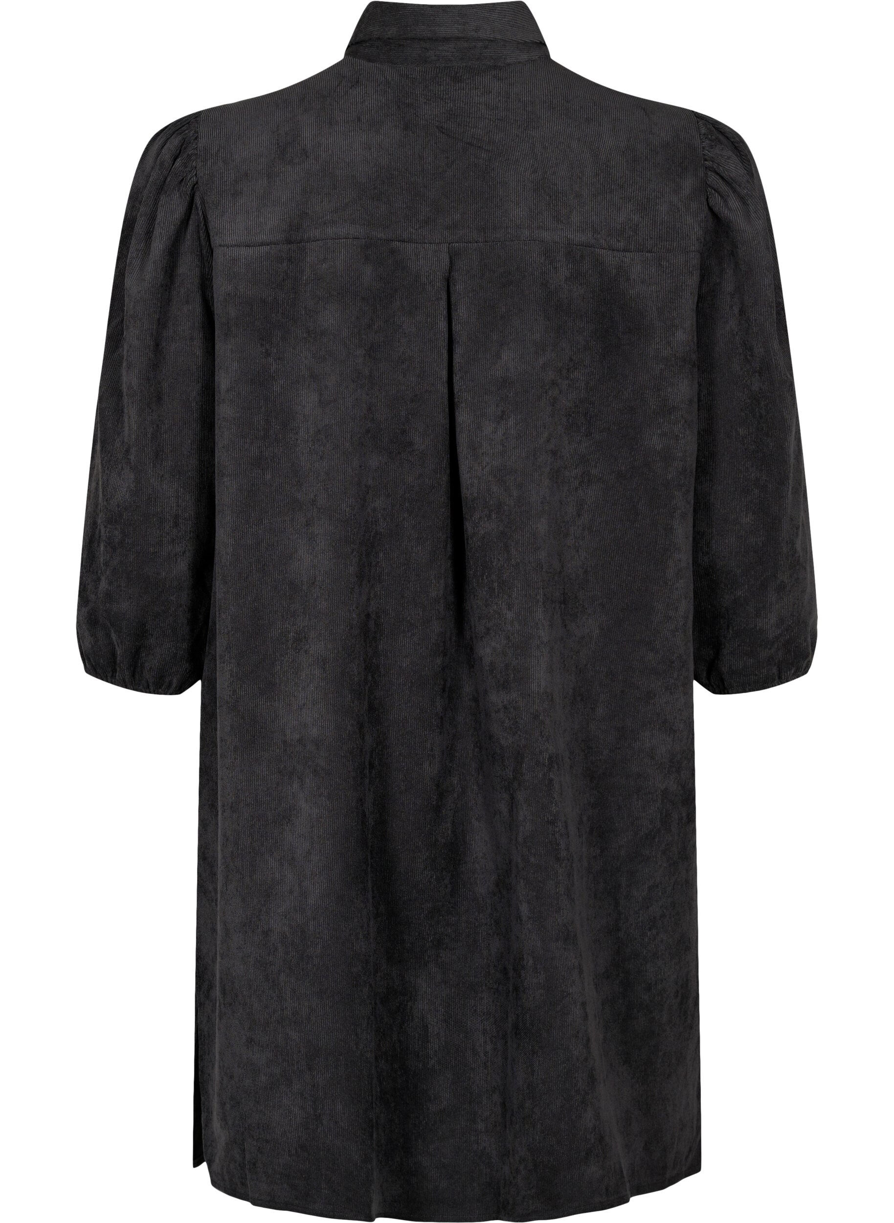 ZizziKordkleid mit 3/4 &Auml;rmeln und Kn&ouml;pfen, Black, Packshot image number 1