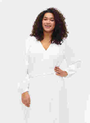 Wickelkleid mit langen Ärmeln, Bright White, Model image number 2