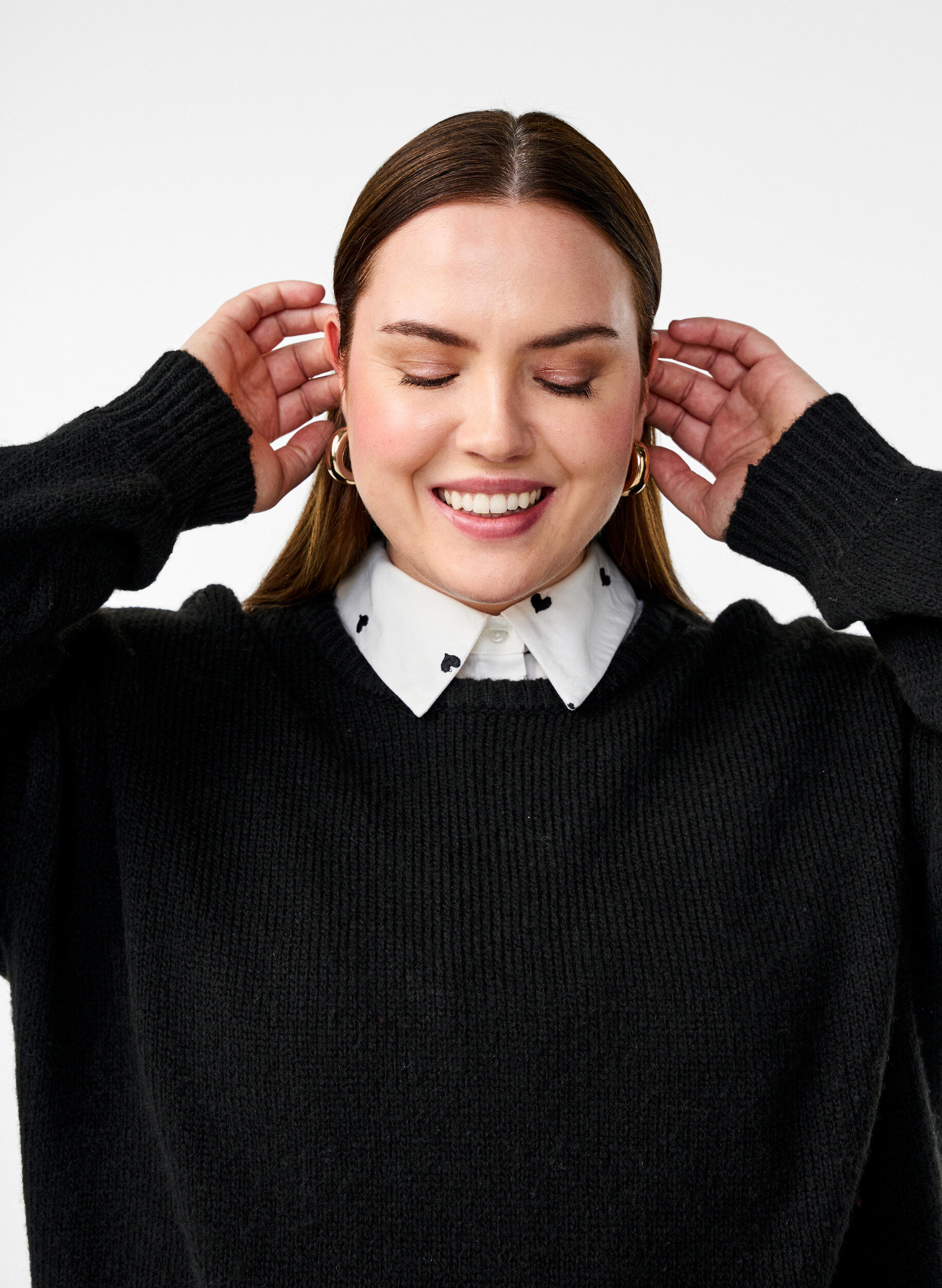 ZizziLockerer Kragen mit aufgestickten Herzen, White, Image image number 0