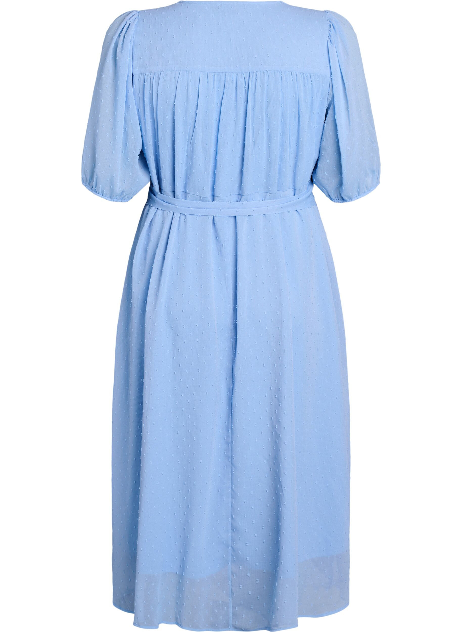 ZizziMidi-Kleid mit V-Ausschnitt und Bindeband, Blau, Packshot image number 1