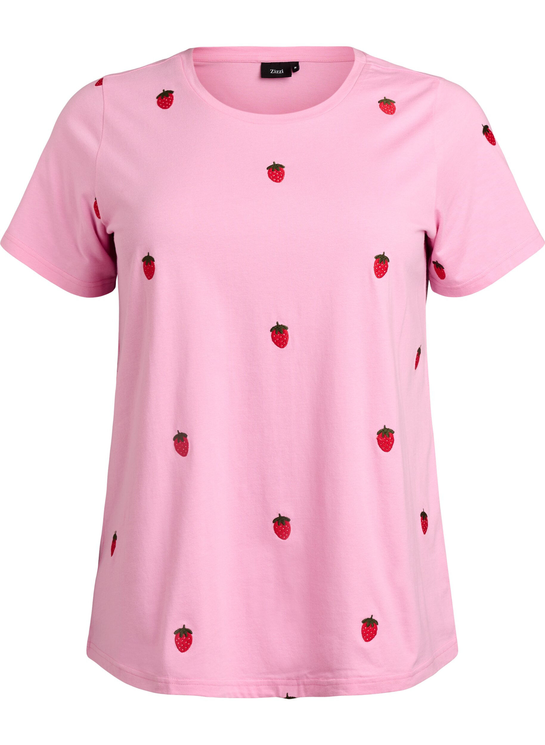 ZizziT-Shirt aus Bio-Baumwolle mit aufgestickten Motiven, Pink, Packshot image number 0