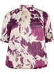 Kurzärmelige gesmokte Bluse mit Print, D.Purple Graphic AOP, Packshot image number 0